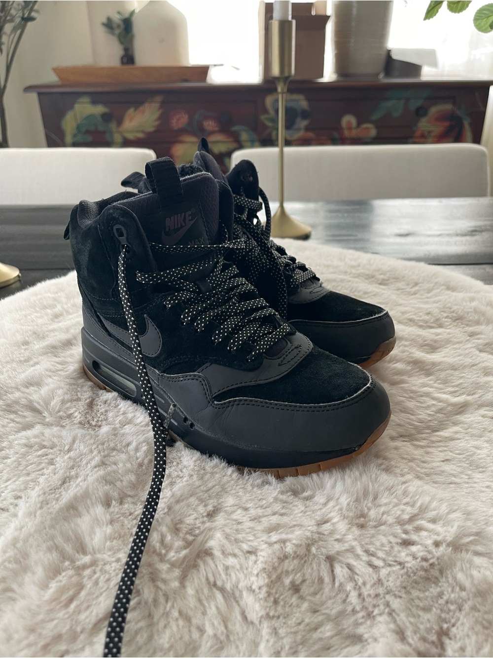 Nike air max 1 mid black shoes hi tops sz 6 womens - Picture 4 of 5